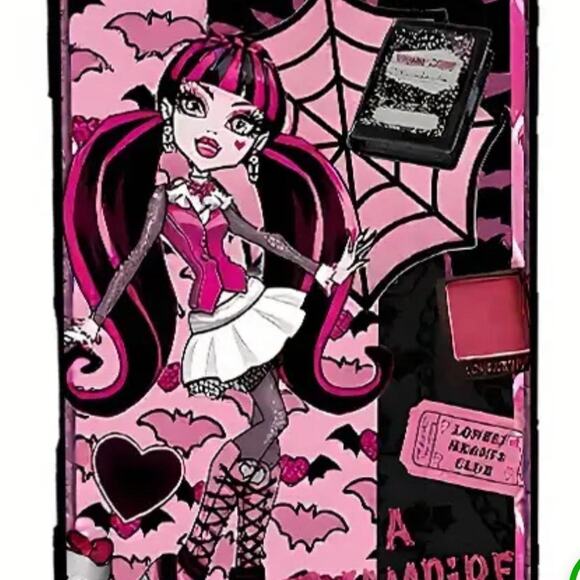 Monster High Pink Draculaura Bats Spiderweb Hearts Apple IPhone 16 Plastic Case - Picture 2 of 2